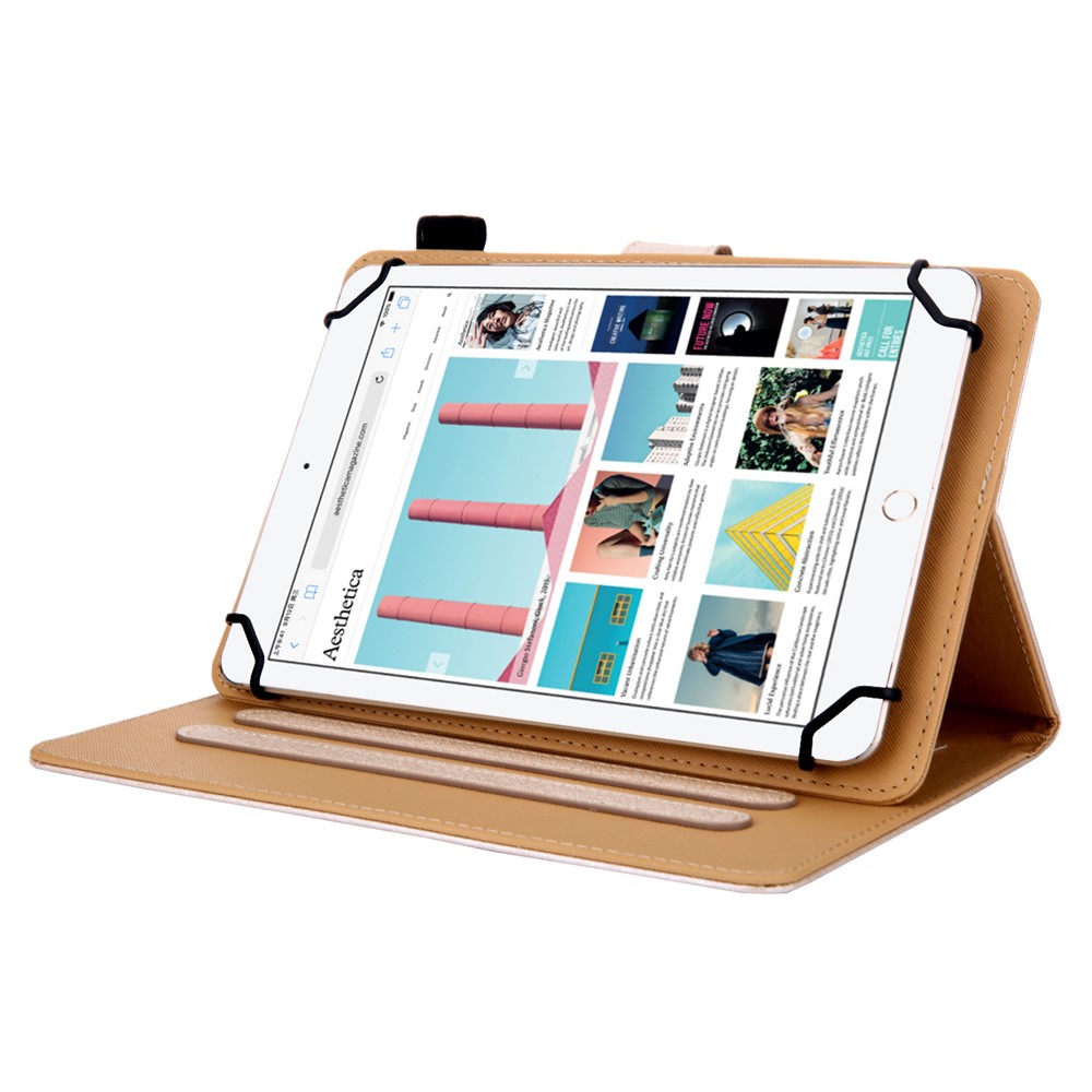 Coque En Cuir Tablette Couverture Avec Stockage De Cartes Pour Tablette De 10 Pouces - Or-3