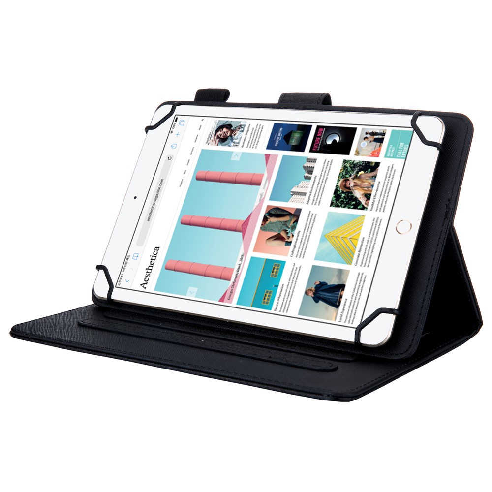 Étui En Cuir Pour Tablette Avec Rangement Pour Cartes Pour Tablette 10 Pouces - Noir-3