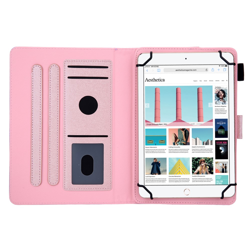 Universal Leather Case Cover with Card Storage for 8 inch Tablet - Pink-4