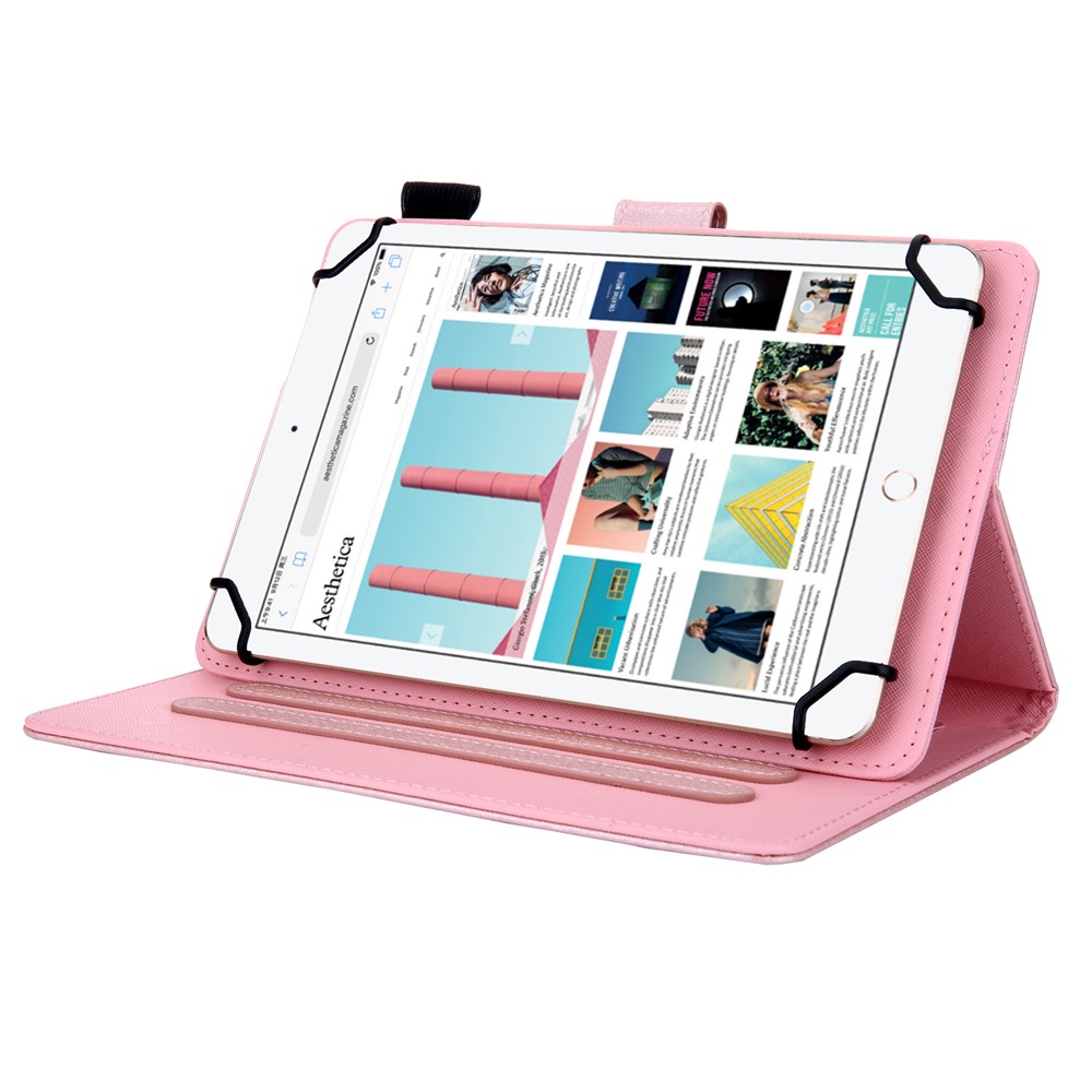 Universal Leather Case Cover with Card Storage for 8 inch Tablet - Pink-5