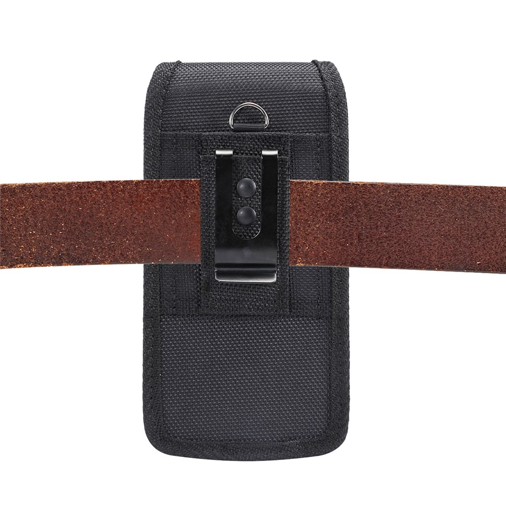 Clip Universel Tissu Oxford Suspension de la Carte de Taille de la Taille de la Carte de la Carte Sac de Téléphone Mobile Sac Pour Téléphone Portable Pour Smartphones de 5,7 à 6,3 Pouces - le Noir