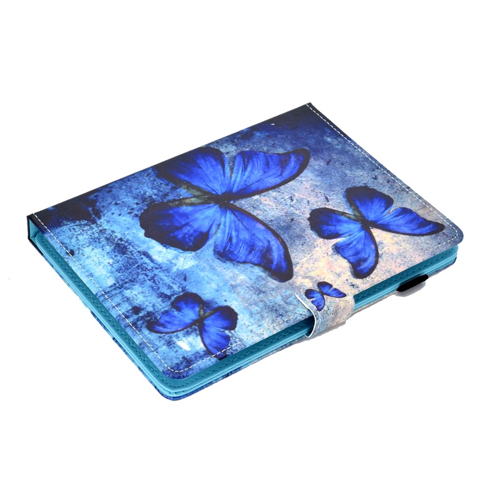 Estuche de Cuero PU de 10 Pulgadas Estampado Con Soporte Para Tarjetas Para Ipad 9.7 (2018) / Microsoft Surface Go - Mariposas Azules