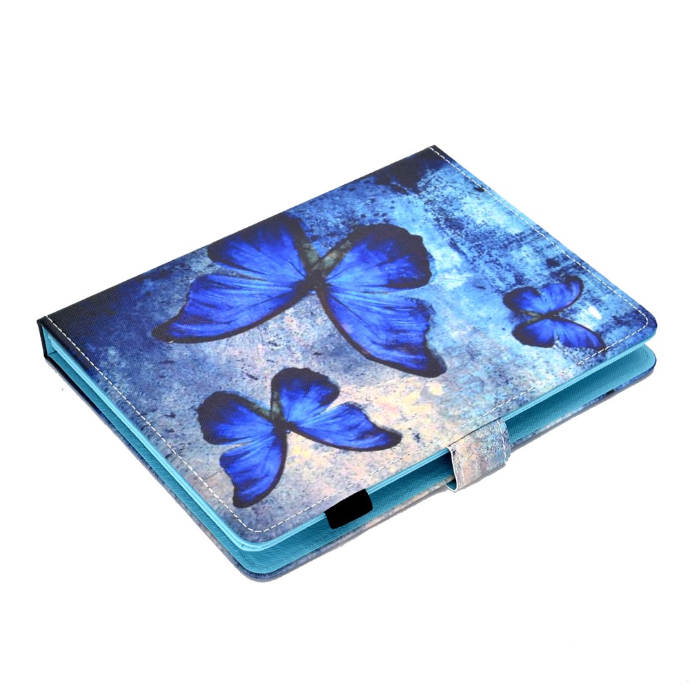 Custodia Per Cuoio PU Universale da 10 Pollici Con Supporto Per Ipad 9.7 (2018) / Microsoft Surface Go - Farfalle Blu