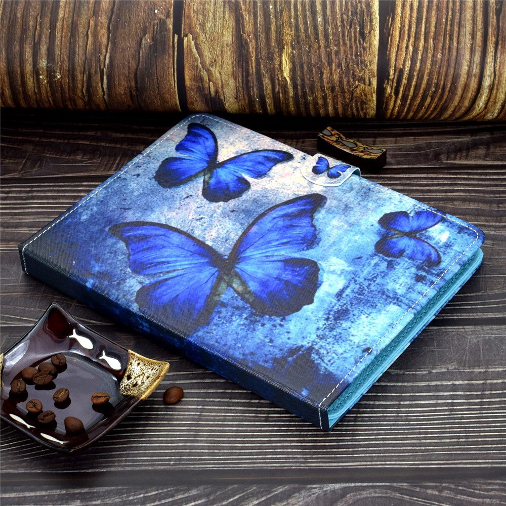 Custodia Per Cuoio PU Universale da 10 Pollici Con Supporto Per Ipad 9.7 (2018) / Microsoft Surface Go - Farfalle Blu