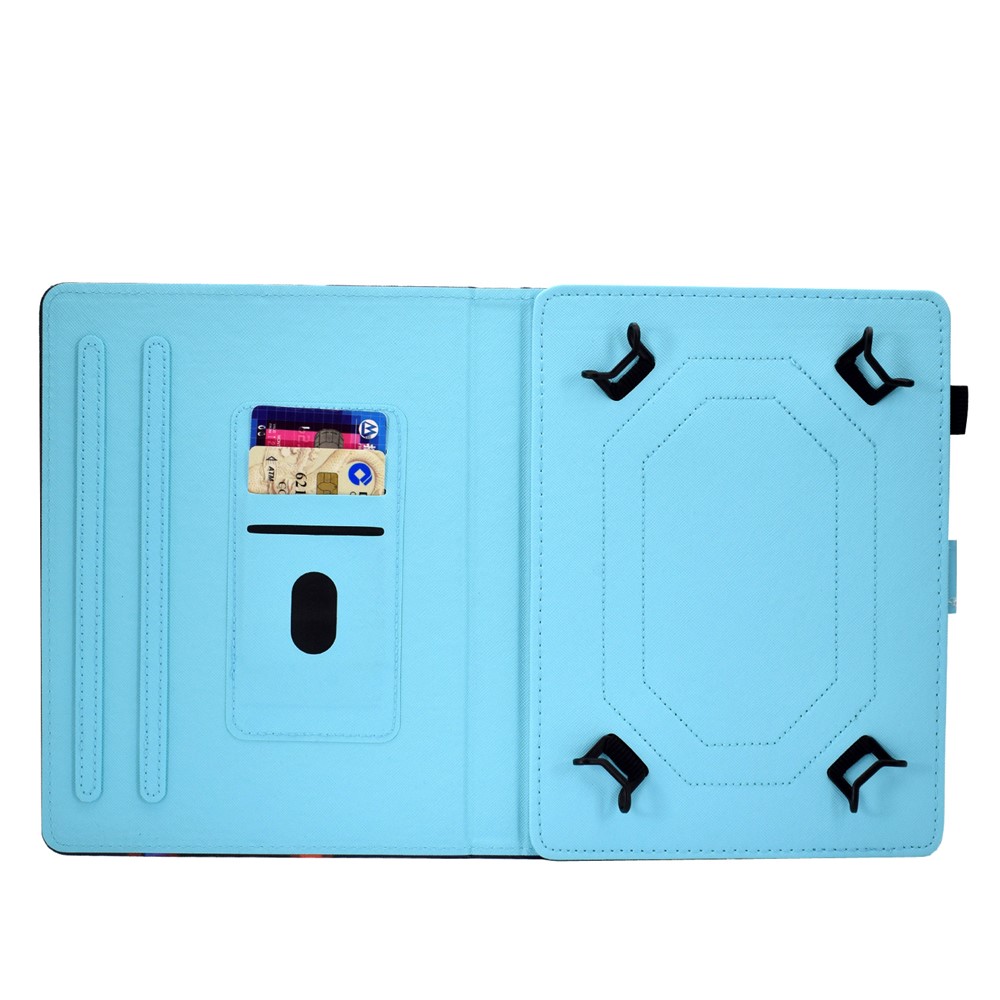 Estuche de Cuero PU de 10 Pulgadas Estampado Con Soporte Para Tarjetas Para Ipad 9.7 (2018) / Microsoft Surface Go - Mariposas Azules