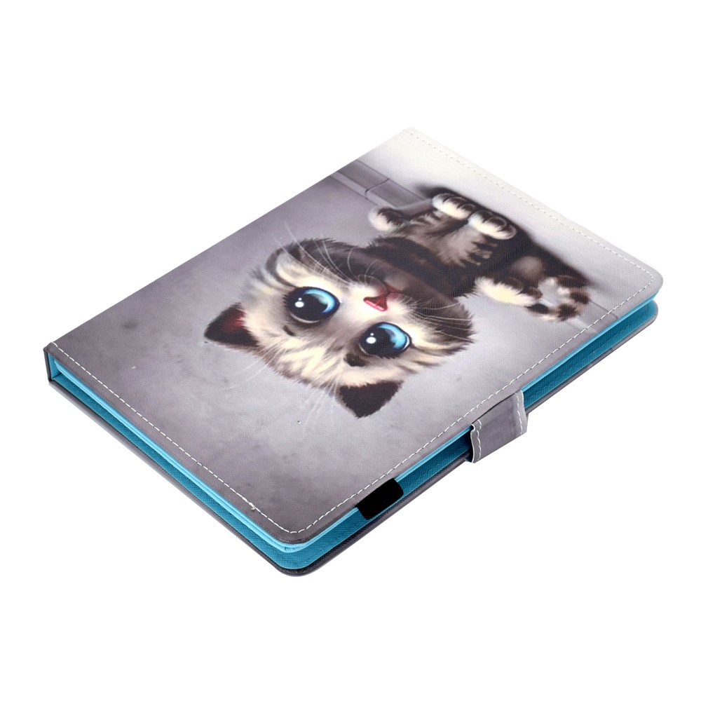 Estampado 10 Polegadas Tablet Universal Pu Estojo De Couro Com Suporte De Cartão Para Ipad 9,7 (2018) / Microsoft Surface Go - Gato Cinzento-10