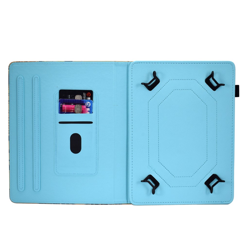 Estampado 10 Polegadas Tablet Universal Pu Estojo De Couro Com Suporte De Cartão Para Ipad 9,7 (2018) / Microsoft Surface Go - Gato Cinzento-4
