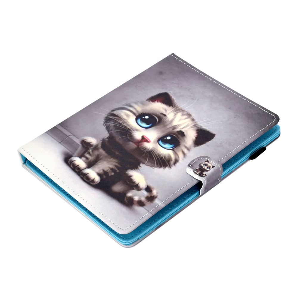 Estampado 10 Polegadas Tablet Universal Pu Estojo De Couro Com Suporte De Cartão Para Ipad 9,7 (2018) / Microsoft Surface Go - Gato Cinzento-9