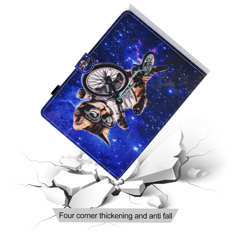 Universal Pattern Printing Card Slots Stand Leather Protective Case for 8-inch Tablet - Cycling Cat-11