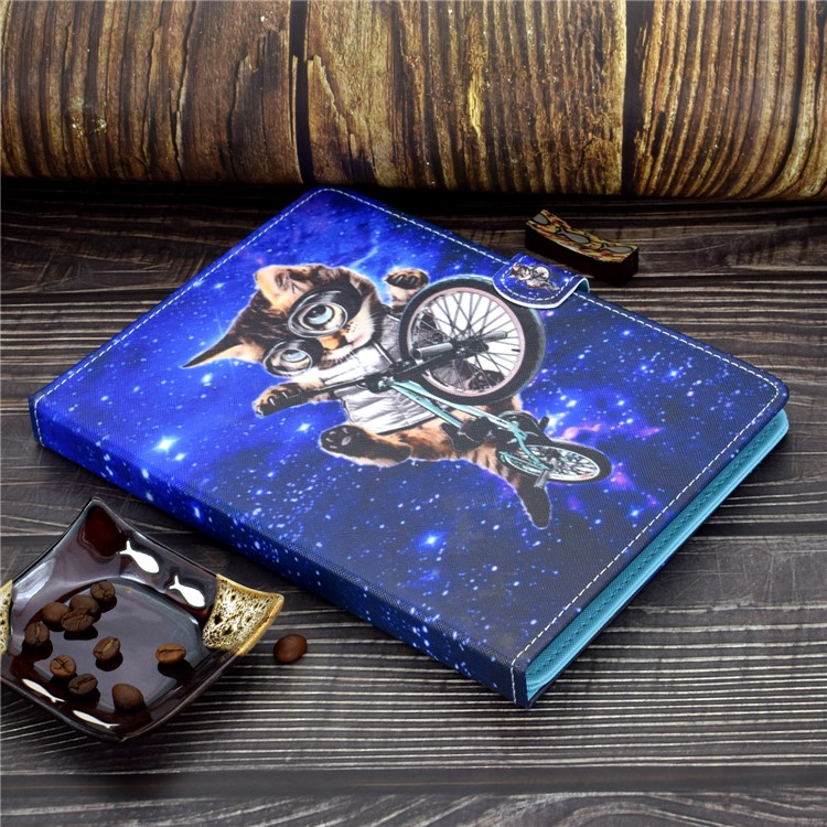 Universal Pattern Printing Card Slots Stand Leather Protective Case for 8-inch Tablet - Cycling Cat-13