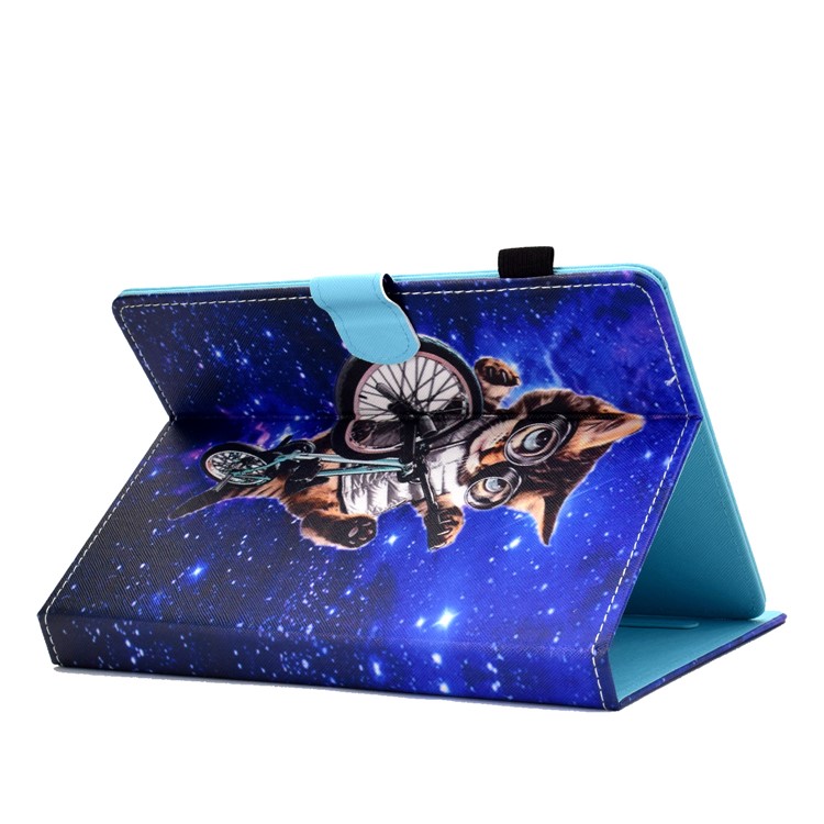 Universal Pattern Printing Card Slots Stand Leather Protective Case for 8-inch Tablet - Cycling Cat-5