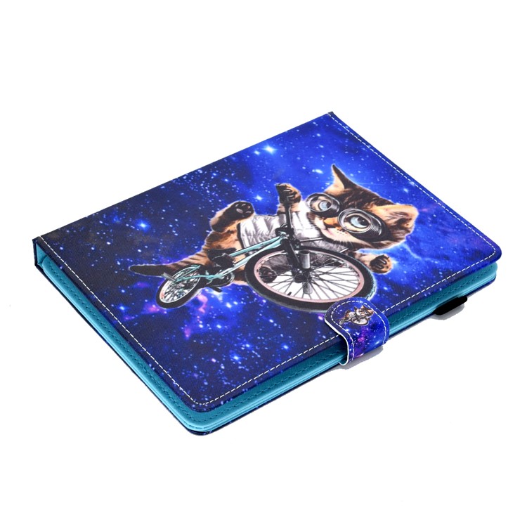 Universal Pattern Printing Card Slots Stand Leather Protective Case for 8-inch Tablet - Cycling Cat-9