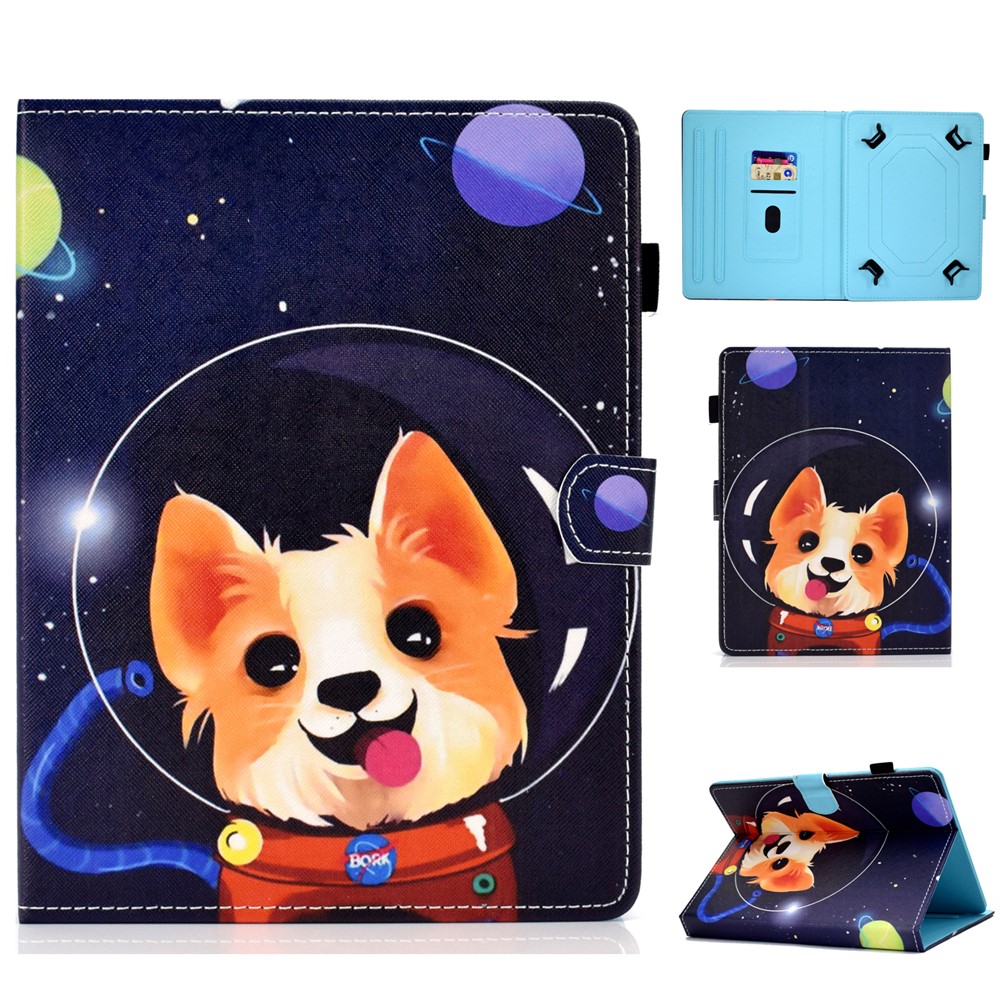 Universal Pattern Printing Card Slots Stand Leather Protective Case for 8-inch Tablet - Aerospace Dog-1