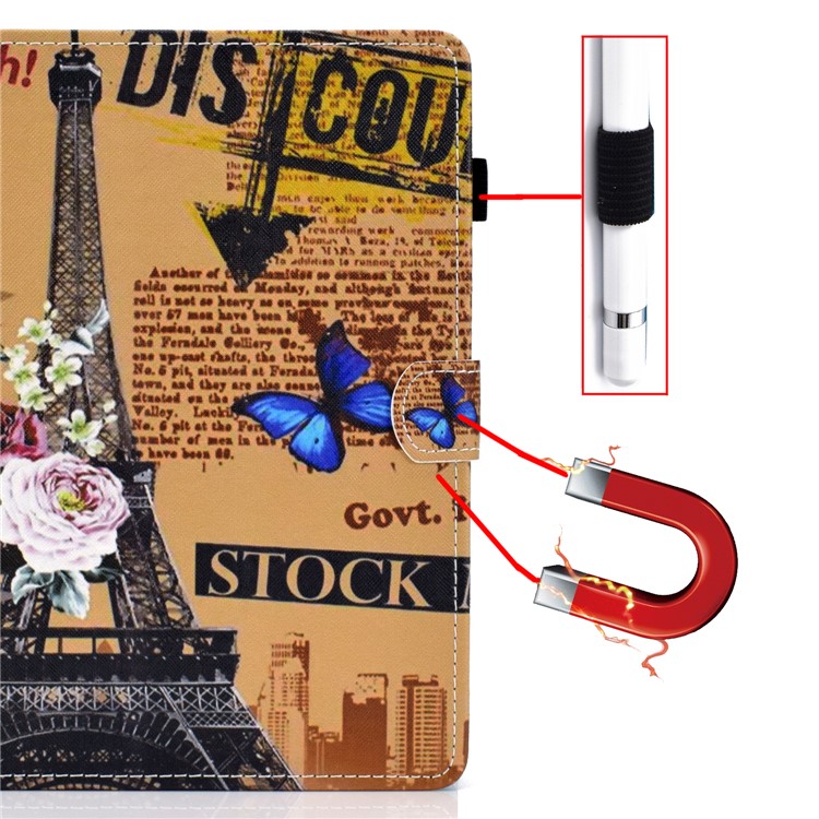 Universal Pattern Printing Card Slots Stand Leather Protective Case for 8-inch Tablet - Eiffel Tower-12