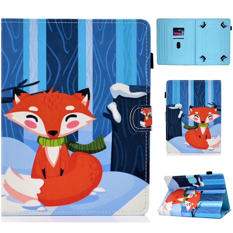 Universal Pattern Printing Card Slots Stand Leather Protective Case for 8-inch Tablet - Fox-1