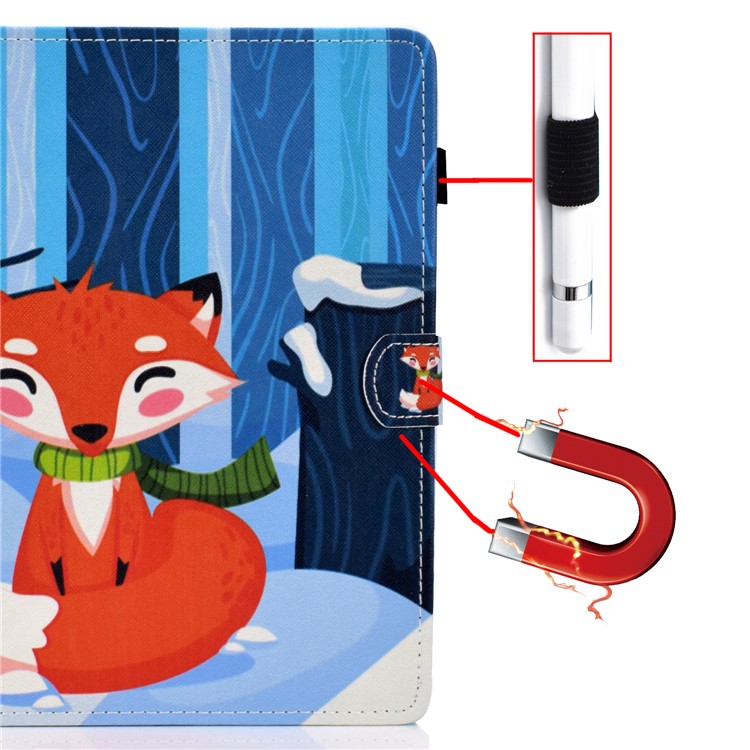 Universal Pattern Printing Card Slots Stand Leather Protective Case for 8-inch Tablet - Fox-12
