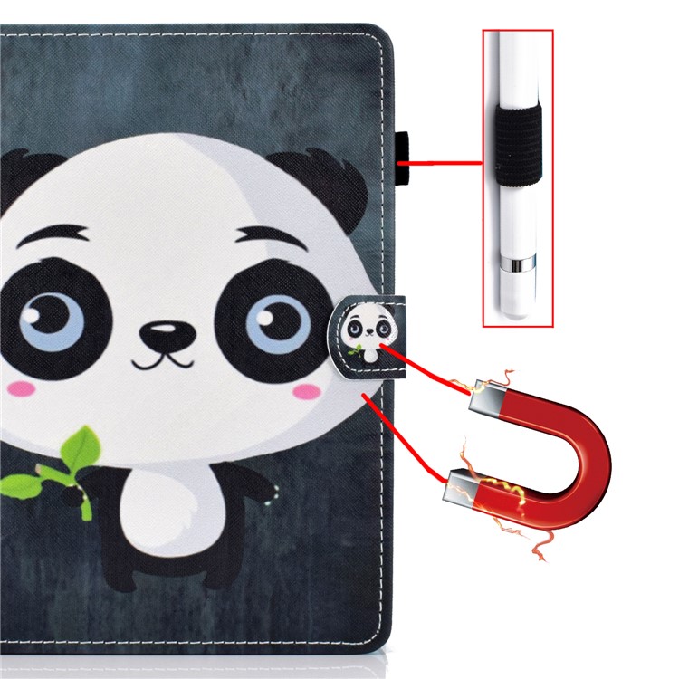 Universal Pattern Printing Card Slots Stand Leather Protective Case for 8-inch Tablet - Cute Panda-12