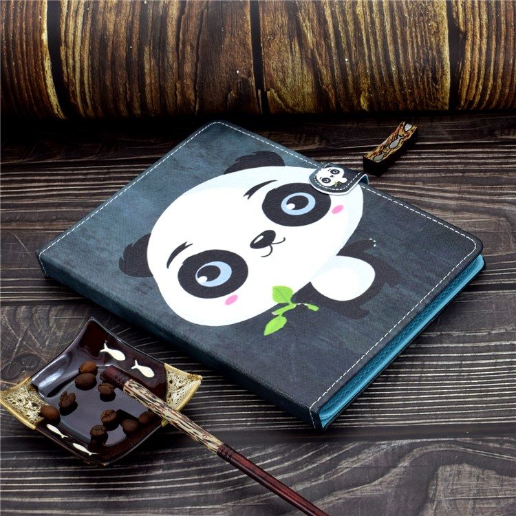 Universal Pattern Printing Card Slots Stand Leather Protective Case for 8-inch Tablet - Cute Panda-13