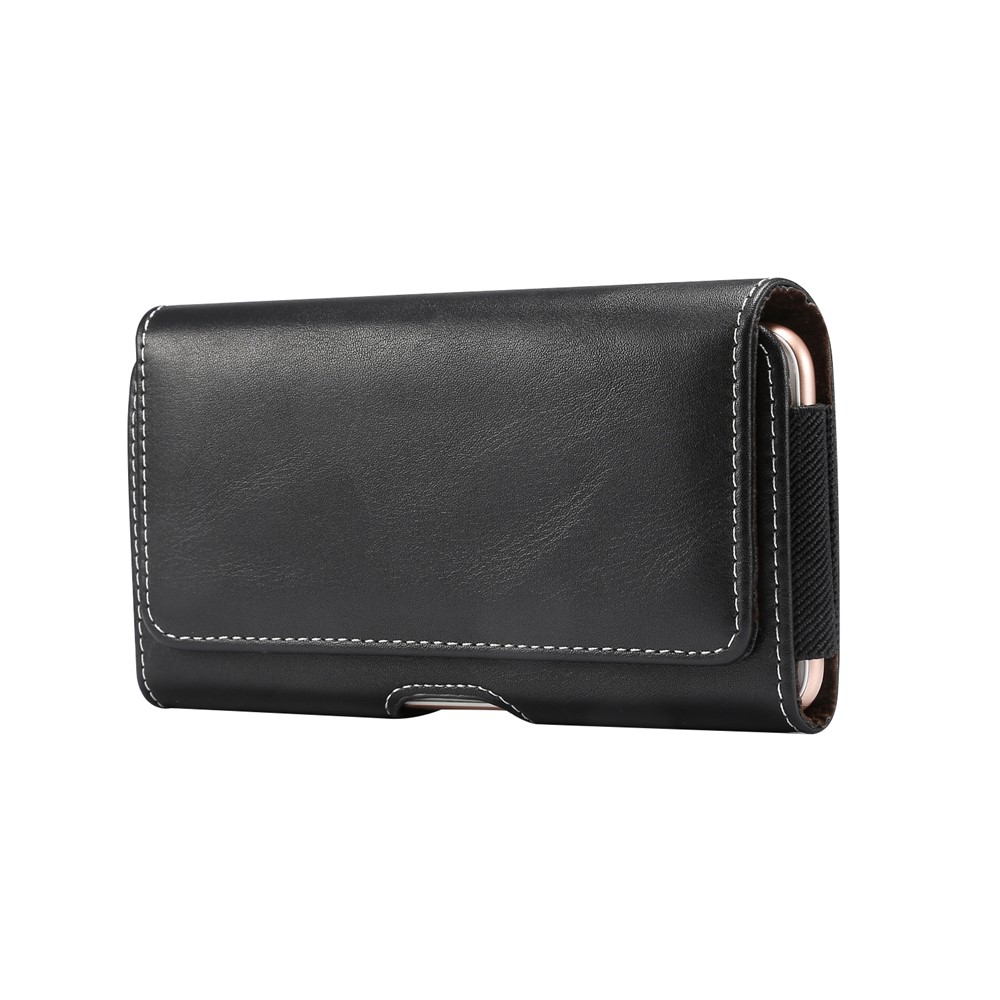 Bolsa de Cintura de Cuero Resistente al Desgaste Universal Para un Teléfono Inteligente de 4.7-5.2 Pulgadas - Negro