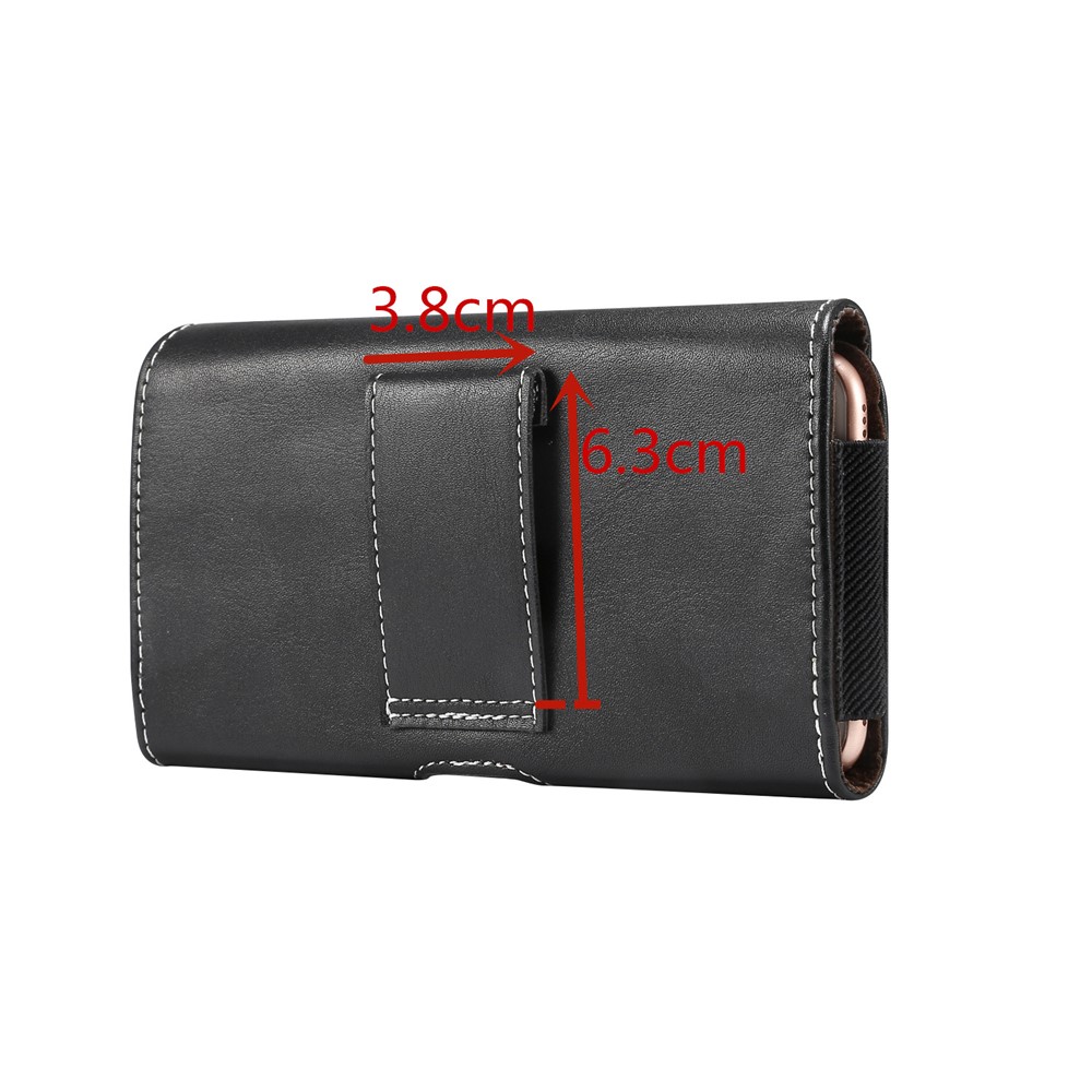 Bolsa de Cintura de Cuero Resistente al Desgaste Universal Para un Teléfono Inteligente de 4.7-5.2 Pulgadas - Negro