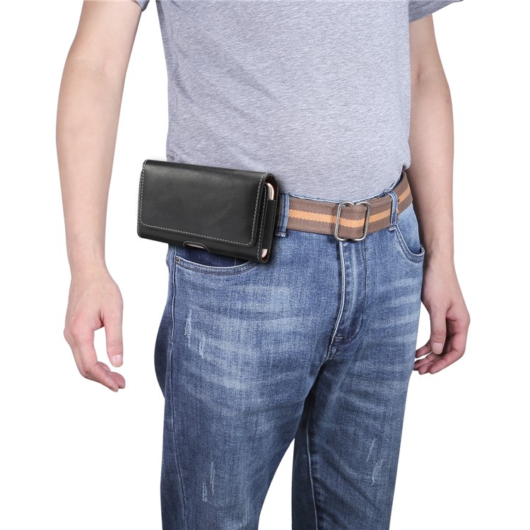 Universal Wear-resistant Leather Waist Bag Holster for Mobile Phone within 5.5-inch - Black-3