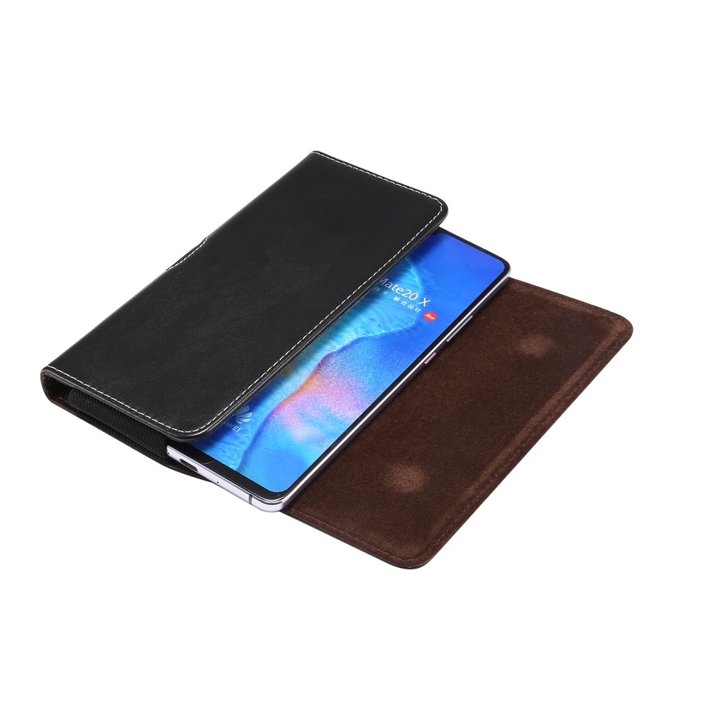 Men pu Leather Cross Matte Classic Taist Hanging Pour 6,4 / 6,5 / 6,9 Pouces Case de Téléphone - le Noir