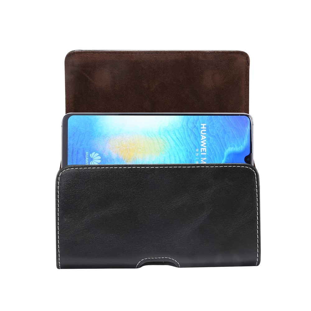 Men pu Leather Cross Matte Classic Taist Hanging Pour 6,4 / 6,5 / 6,9 Pouces Case de Téléphone - le Noir