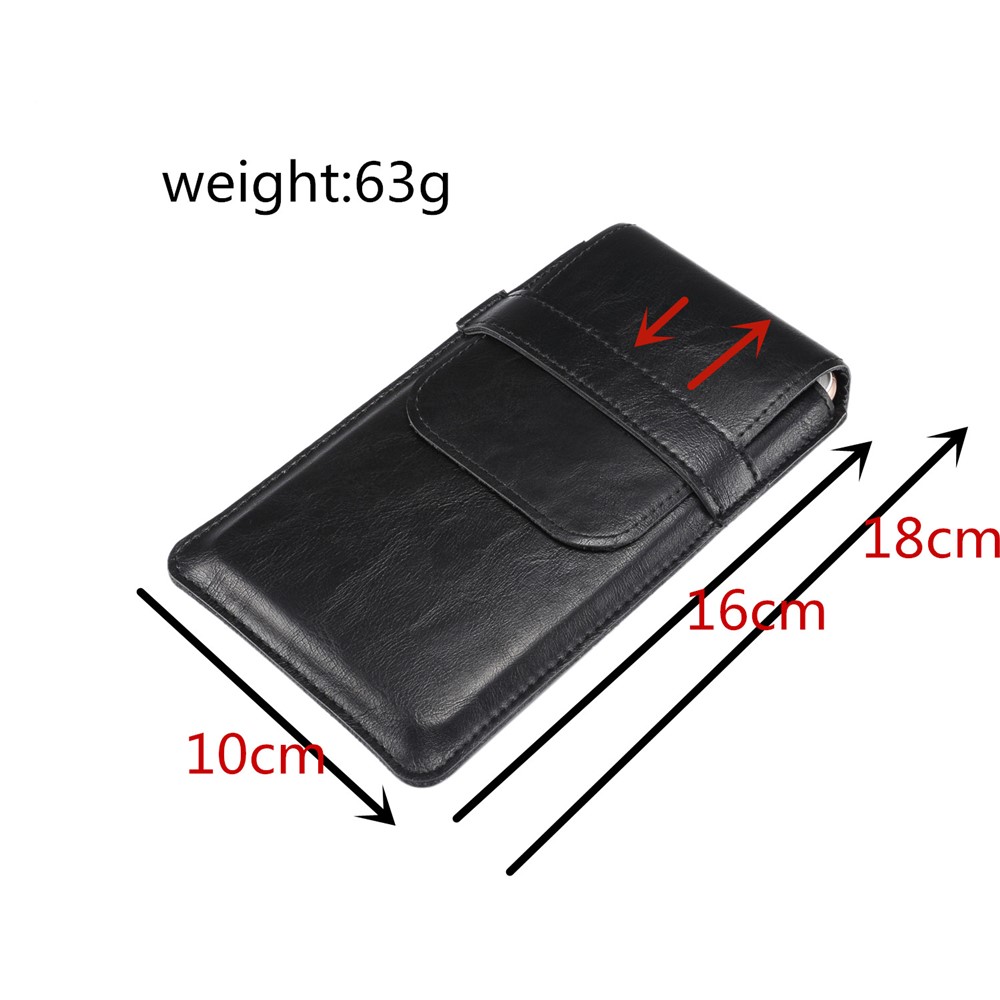 Men's Waist Bag Leather Phone Pouch Mobile Phone Case Bag, Fit for 6.4-7.21 Inches Smart Phones - Black-10