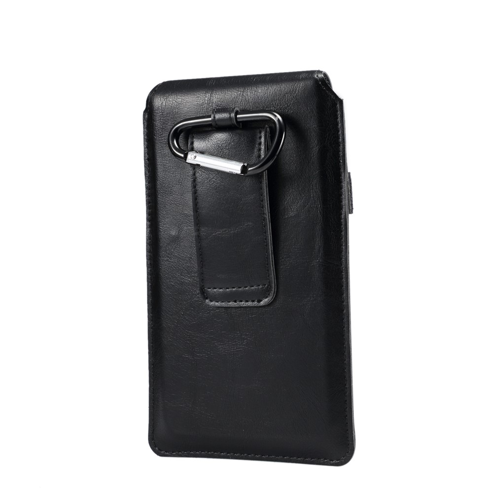 Men's Waist Bag Leather Phone Pouch Mobile Phone Case Bag, Fit for 6.4-7.21 Inches Smart Phones - Black-3