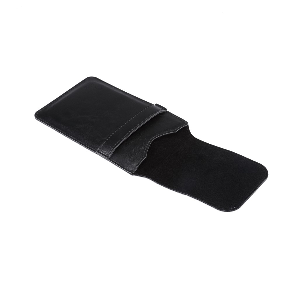 Men's Waist Bag Leather Phone Pouch Mobile Phone Case Bag, Fit for 6.4-7.21 Inches Smart Phones - Black-5