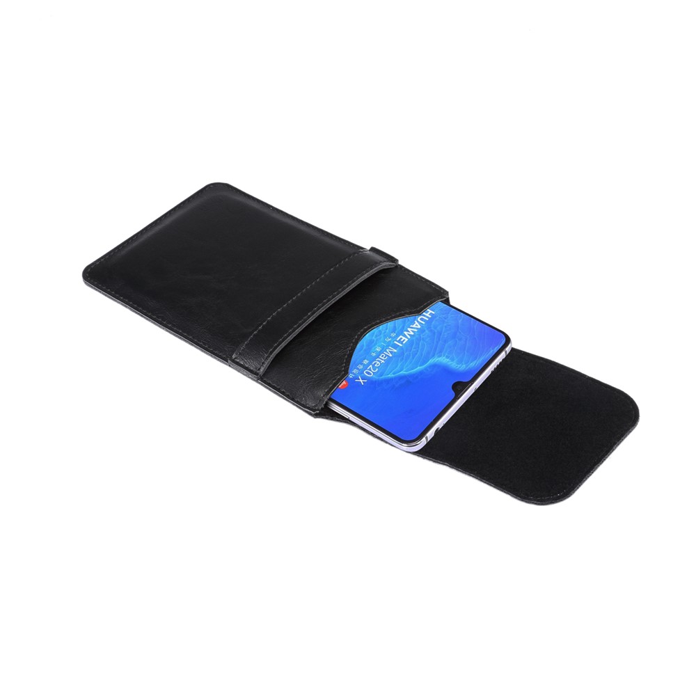Men's Waist Bag Leather Phone Pouch Mobile Phone Case Bag, Fit for 6.4-7.21 Inches Smart Phones - Black-9