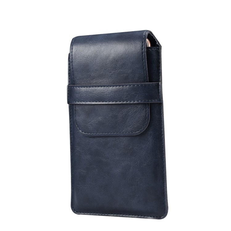 Men's Waist Bag Leather Phone Pouch Mobile Phone Case Bag, Fit for 6.4-7.21 Inches Smart Phones - Blue-1