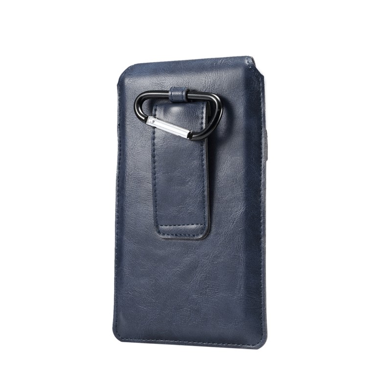 Men's Waist Bag Leather Phone Pouch Mobile Phone Case Bag, Fit for 6.4-7.21 Inches Smart Phones - Blue-2