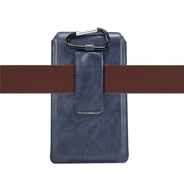 Men's Waist Bag Leather Phone Pouch Mobile Phone Case Bag, Fit for 6.4-7.21 Inches Smart Phones - Blue-3