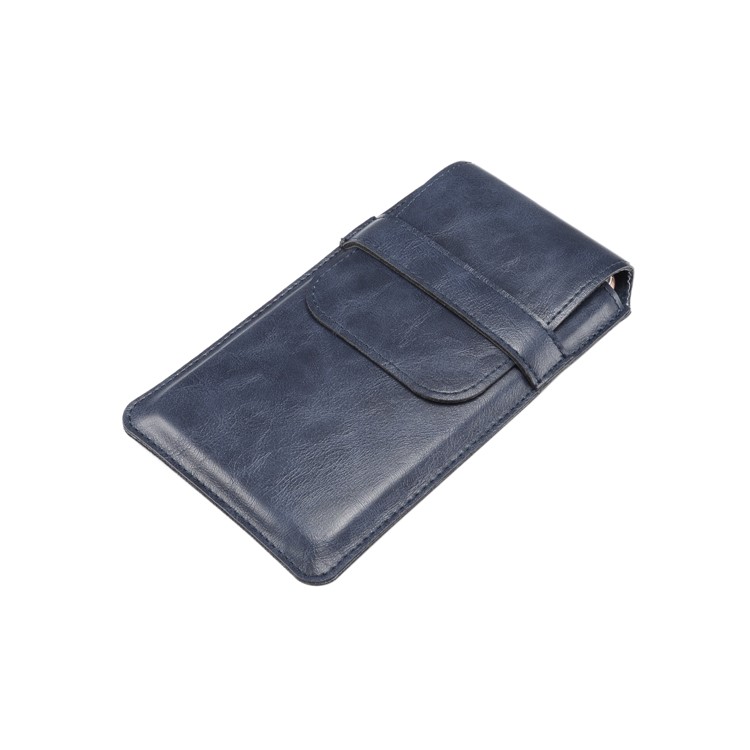 Men's Waist Bag Leather Phone Pouch Mobile Phone Case Bag, Fit for 6.4-7.21 Inches Smart Phones - Blue-5