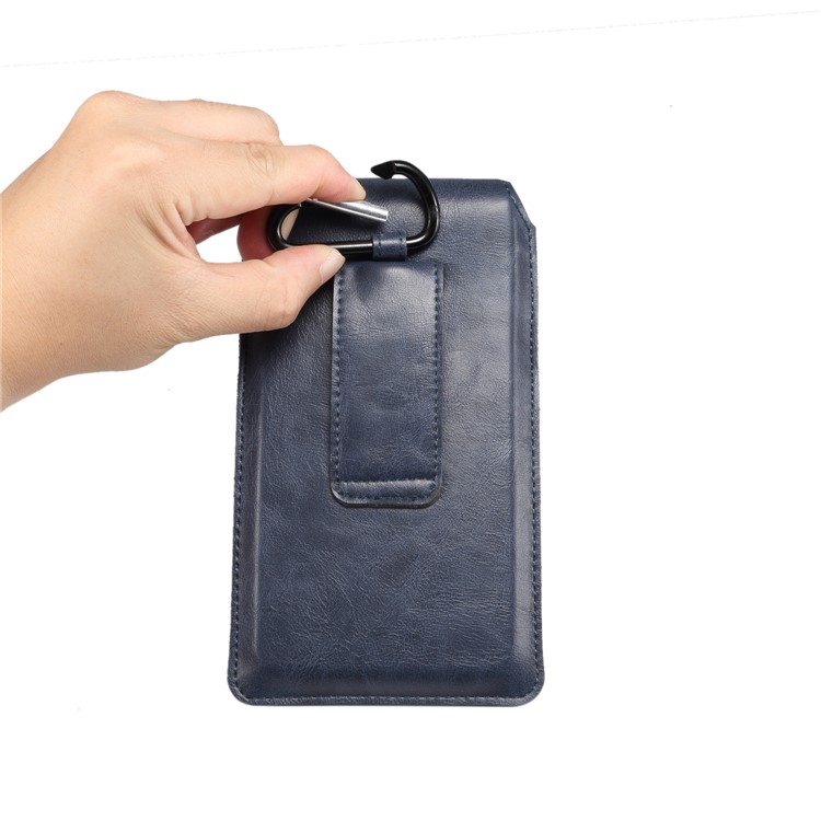 Men's Waist Bag Leather Phone Pouch Mobile Phone Case Bag, Fit for 6.4-7.21 Inches Smart Phones - Blue-6