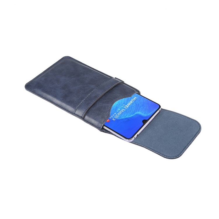 Men's Waist Bag Leather Phone Pouch Mobile Phone Case Bag, Fit for 6.4-7.21 Inches Smart Phones - Blue-8