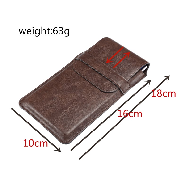 Men's Waist Bag Leather Phone Pouch Mobile Phone Case Bag, Fit for 6.4-7.21 Inches Smart Phones - Brown-11