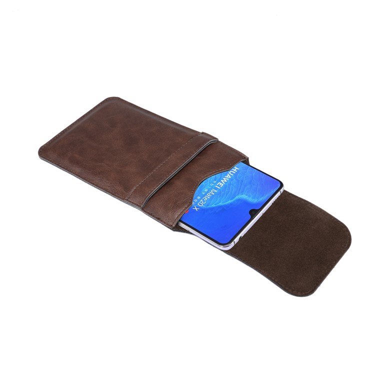 Men's Waist Bag Leather Phone Pouch Mobile Phone Case Bag, Fit for 6.4-7.21 Inches Smart Phones - Brown-8