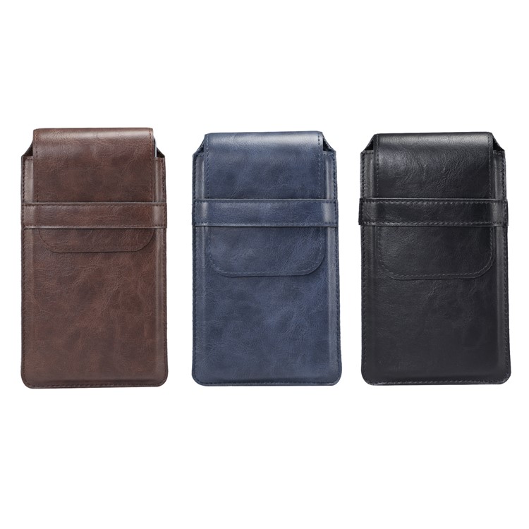 Bolso De La Caja Del Teléfono Móvil De La Bolsa Del Teléfono Del Cuero De La Bolsa De Los Hombres, Ajuste Para 4.8-6.3 Pulgadas De Teléfonos Elegantes - Negro-15
