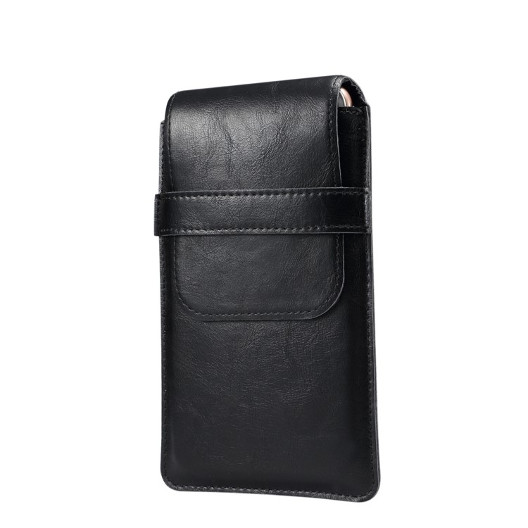 Bolso De La Caja Del Teléfono Móvil De La Bolsa Del Teléfono Del Cuero De La Bolsa De Los Hombres, Ajuste Para 4.8-6.3 Pulgadas De Teléfonos Elegantes - Negro-2