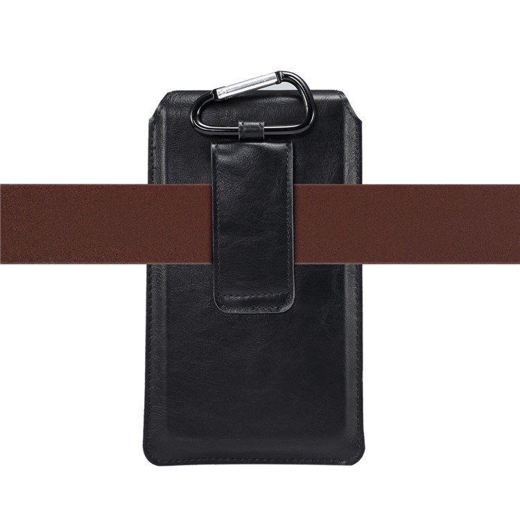Bolso De La Caja Del Teléfono Móvil De La Bolsa Del Teléfono Del Cuero De La Bolsa De Los Hombres, Ajuste Para 4.8-6.3 Pulgadas De Teléfonos Elegantes - Negro-4