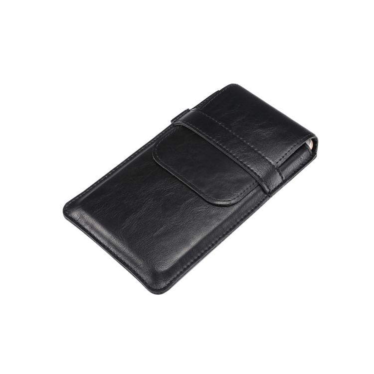 Bolso De La Caja Del Teléfono Móvil De La Bolsa Del Teléfono Del Cuero De La Bolsa De Los Hombres, Ajuste Para 4.8-6.3 Pulgadas De Teléfonos Elegantes - Negro-6