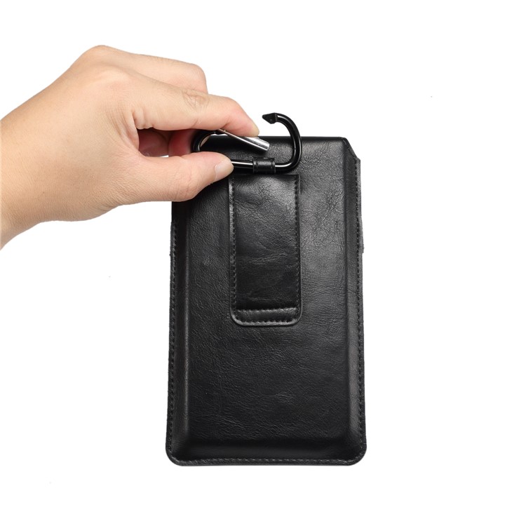 Bolso De La Caja Del Teléfono Móvil De La Bolsa Del Teléfono Del Cuero De La Bolsa De Los Hombres, Ajuste Para 4.8-6.3 Pulgadas De Teléfonos Elegantes - Negro-7