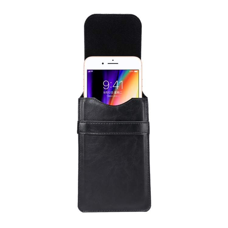 Bolso De La Caja Del Teléfono Móvil De La Bolsa Del Teléfono Del Cuero De La Bolsa De Los Hombres, Ajuste Para 4.8-6.3 Pulgadas De Teléfonos Elegantes - Negro-8