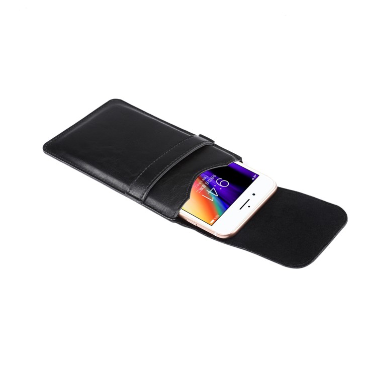 Bolso De La Caja Del Teléfono Móvil De La Bolsa Del Teléfono Del Cuero De La Bolsa De Los Hombres, Ajuste Para 4.8-6.3 Pulgadas De Teléfonos Elegantes - Negro-9