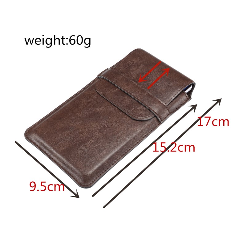 Men's Waist Bag Leather Phone Pouch Mobile Phone Case Bag, Fit for 4.8-6.3 Inches Smart Phones - Brown-10