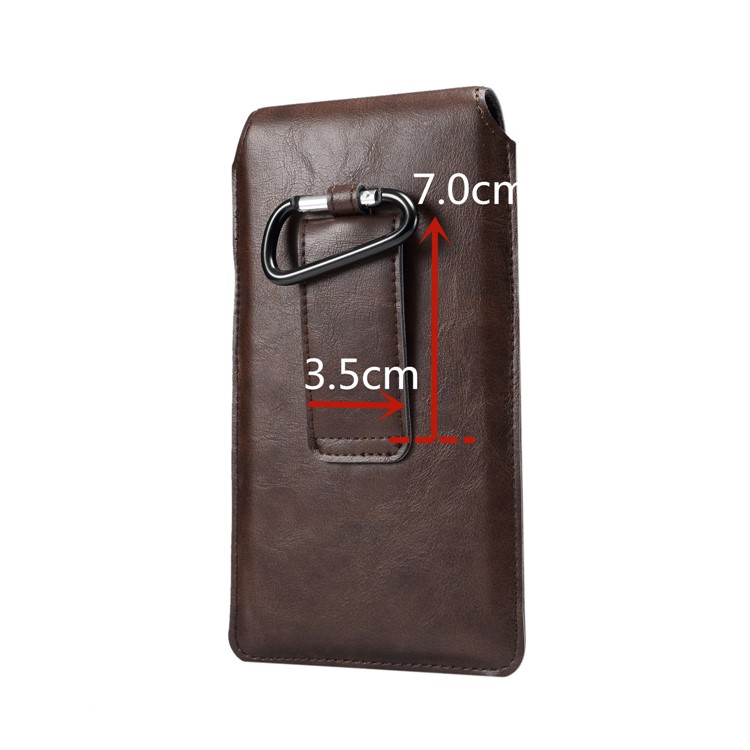 Men's Waist Bag Leather Phone Pouch Mobile Phone Case Bag, Fit for 4.8-6.3 Inches Smart Phones - Brown-11