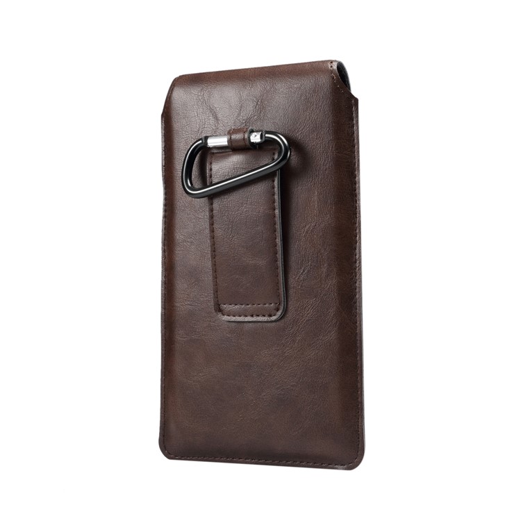 Men's Waist Bag Leather Phone Pouch Mobile Phone Case Bag, Fit for 4.8-6.3 Inches Smart Phones - Brown-2