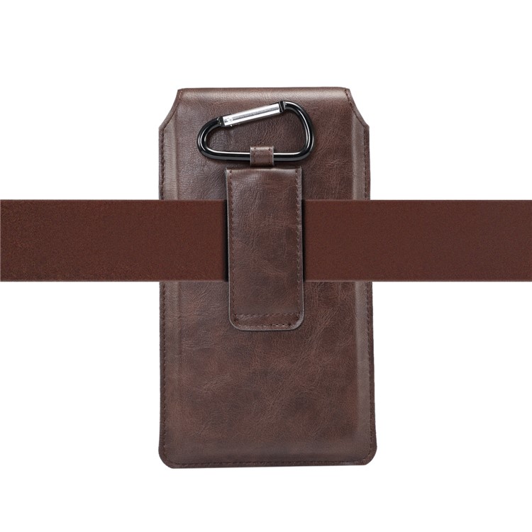 Men's Waist Bag Leather Phone Pouch Mobile Phone Case Bag, Fit for 4.8-6.3 Inches Smart Phones - Brown-3